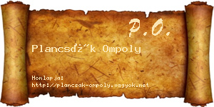 Plancsák Ompoly névjegykártya